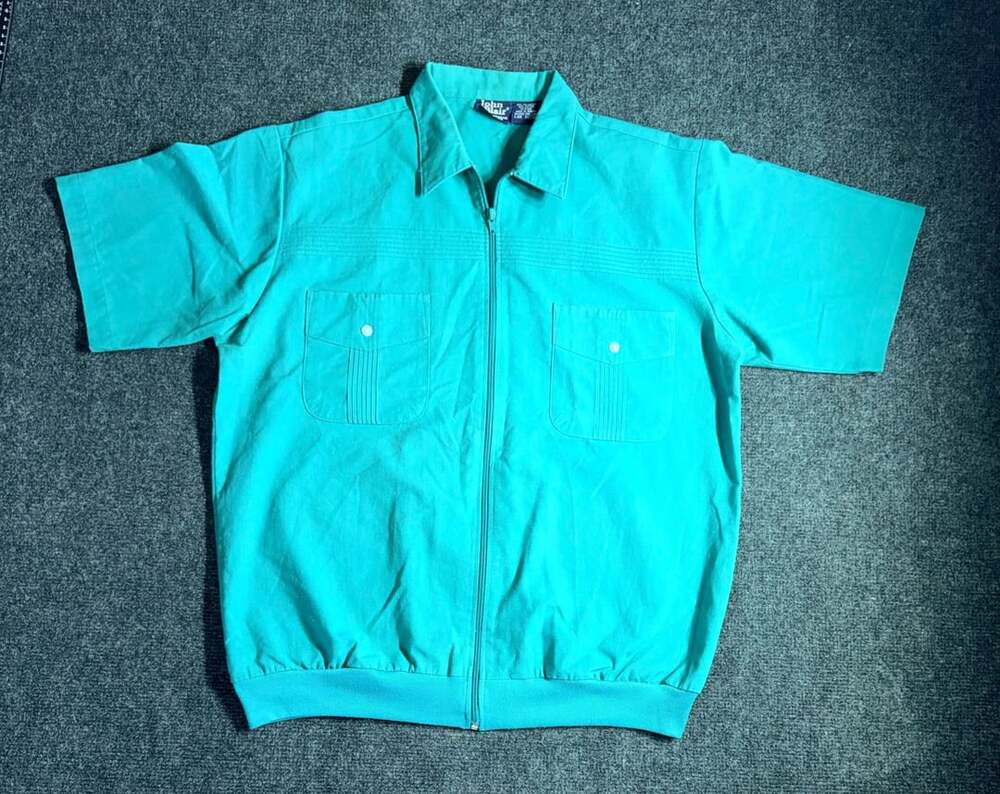 Vintage John Blair Teal Short Sleeve Full Zip Shirt Jacket